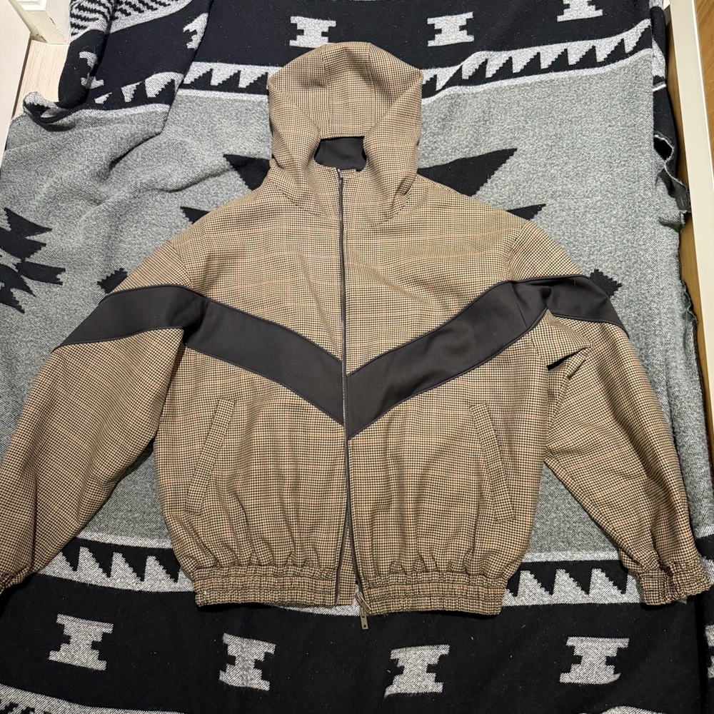 Golden Goose Brown Plaid Hooded zip up Windbreaker New with tags size EU 44